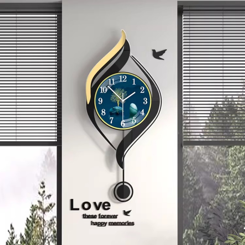 Luxury Lifestyle Watches - นาฬิกาแขวนผนังดีไซน์ทันสมัย รูปทรงซีโนมอร์ฟ สไตล์จีน นาฬิกาแขวนผนังตกแต่งภายในบ้าน หรูหรา ทำจากโลหะ