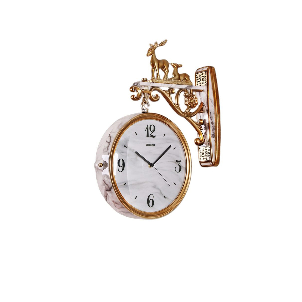 Luxury Lifestyle Watches - สองด้านหรูหรานาฬิกาแขวนห้องนั่งเล่นตกแต่งยุโรปสไตล์โมเดิร์นนาฬิกาแขวนปิดเสียงนาฬิกาแฟชั่นสไกนี่