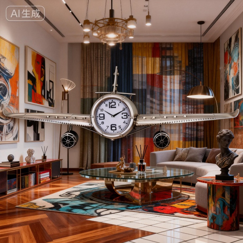 Luxury Lifestyle Watches - นาฬิกาแขวนผนังห้องนั่งเล่นแบบเงียบ ดีไซน์สร้างสรรค์ หรูหรา รูปทรงเครื่องบิน การ์ตูน นาฬิกาติดผนัง